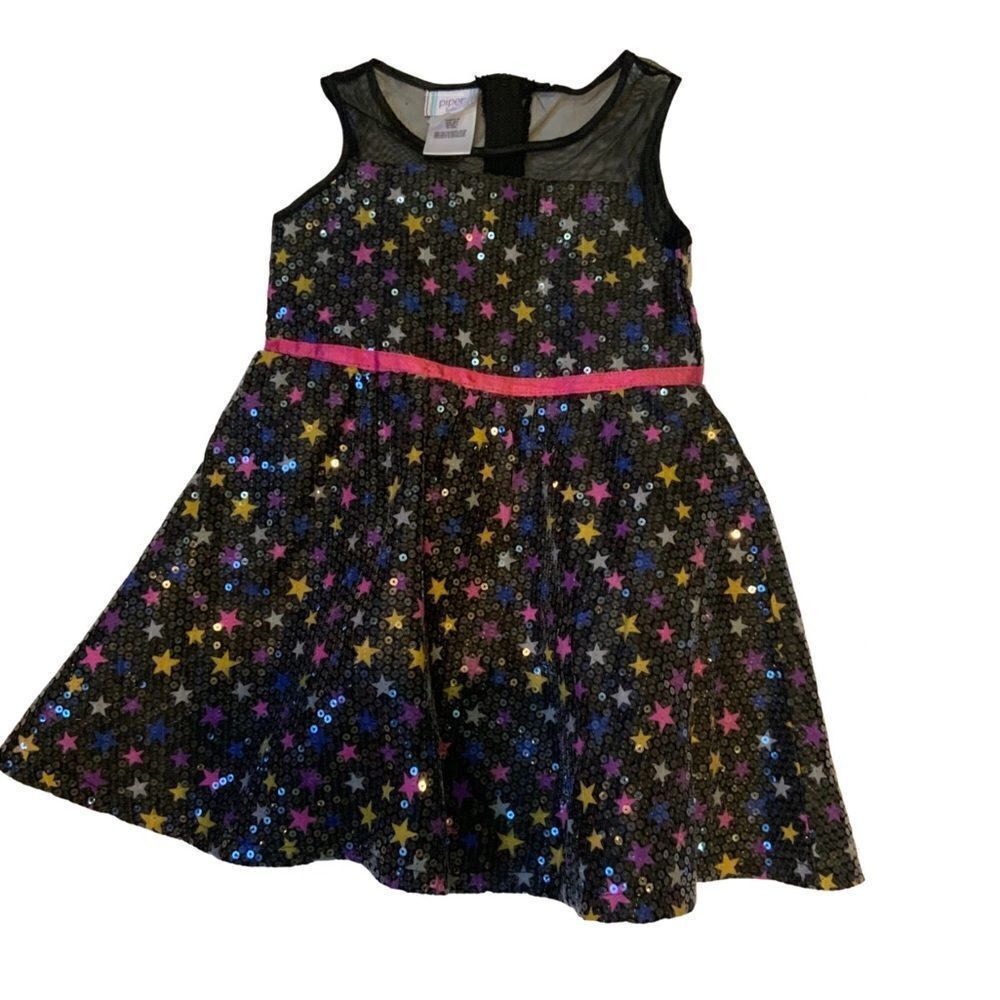 Piper Baby Sleeveless Star Sequin Tulle Dress 5T